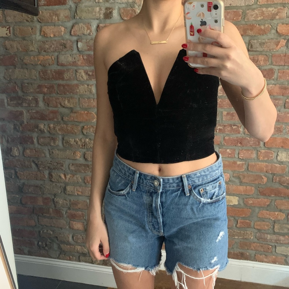 Urban Outfitters Tela Velvet Corset Bustier